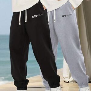 2pcs Set Men's Lightweight Drawstring  Printed Loose Fit Cropped Casual Pants